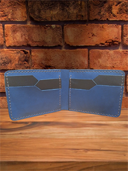 Мужской кошелек из натуральной кожи 8 карт. Синий 2087