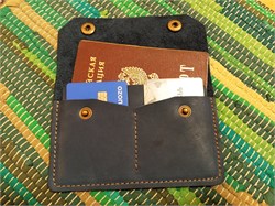 Обложка для автодокументов. Натуральная кожа. Тёмно - синяя 2089