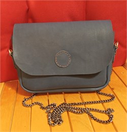 Сумка женская через плечо кросс-боди натуральная кожа, тёмно-синяя 2090