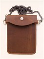 Сумка для телефона на кнопке. Коричневая 2105